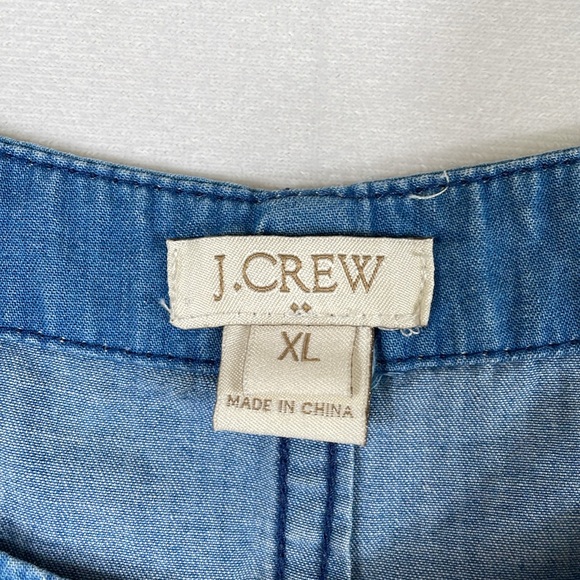 J. Crew Chambray Dress Size XL Sleeveless Henley Style With Drawstring Waist - Picture 3 of 11